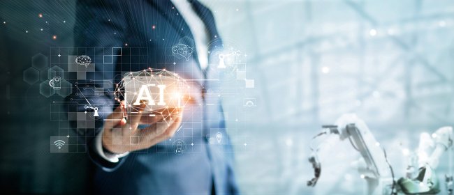 AI, Artificial Intelligence and machine learning, Businessman ho